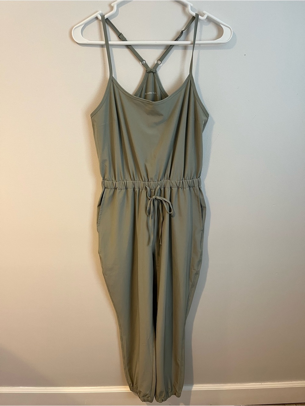 Abercrombie and Fitch Olive Green Jumpsuit with Drawstring Waist Small